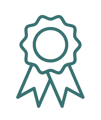 A line drawing of a ribbon with a circle in the middle.
