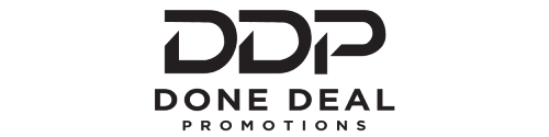 A black and white logo for done deal promotions