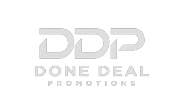 A black and white logo for done deal promotions