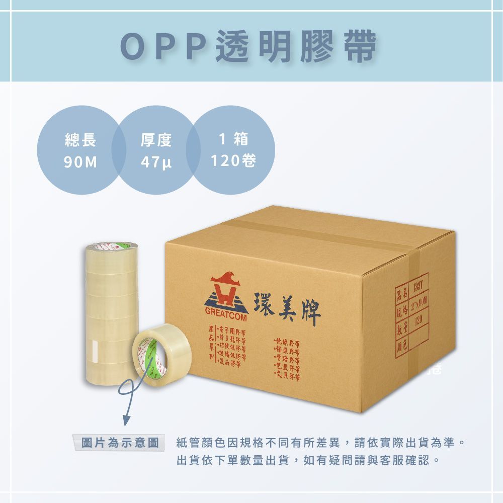 AAA  OPP透明膠帶 47μ x 48mm x 90M - 120卷/1箱