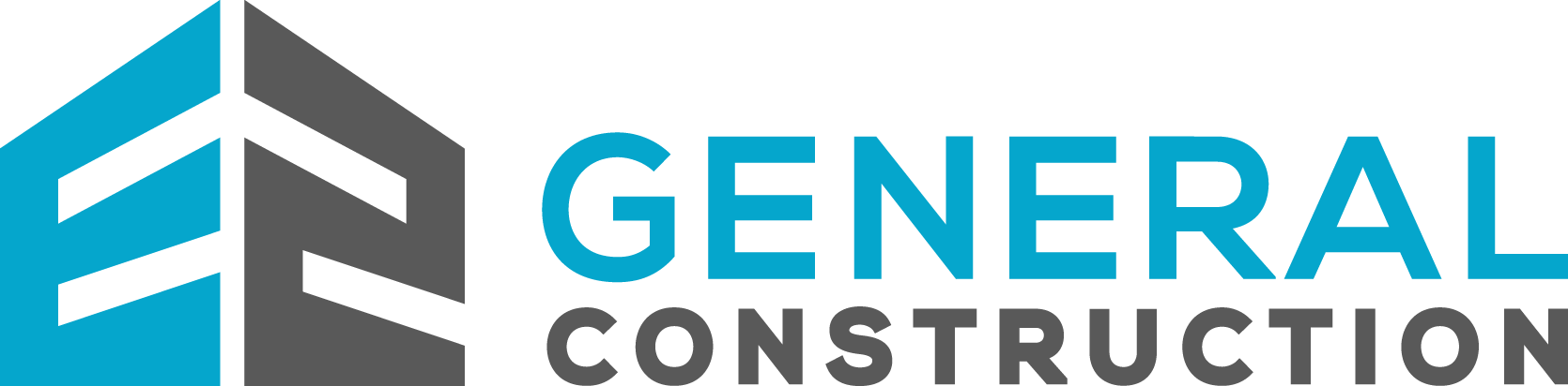Logo for General Construction: teal and gray geometric shape with company name.