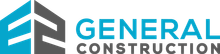 Logo for General Construction: teal and gray geometric shape with company name.