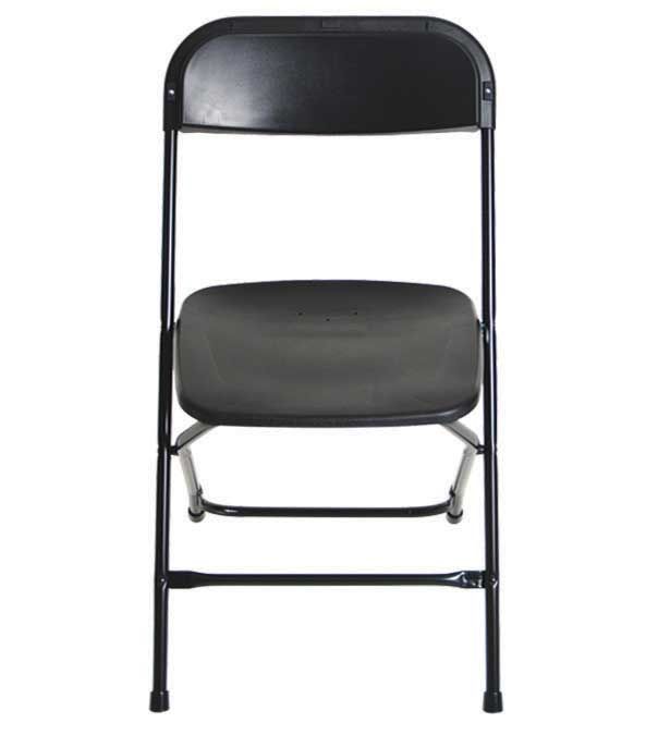 White folding chair on a plain white background