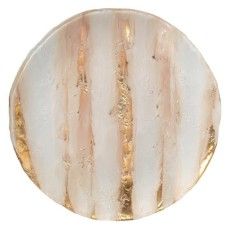 Round beige-and-gold striped decorative surface or stone coaster