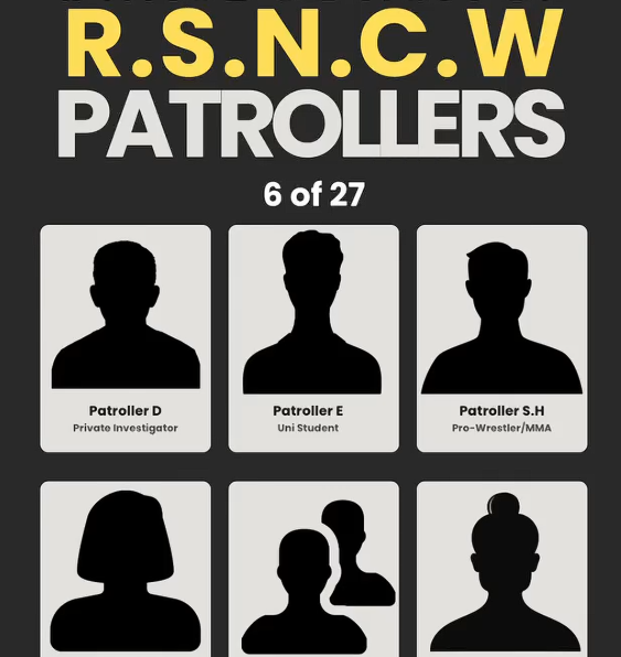 Silhouettes of 6 people labeled 