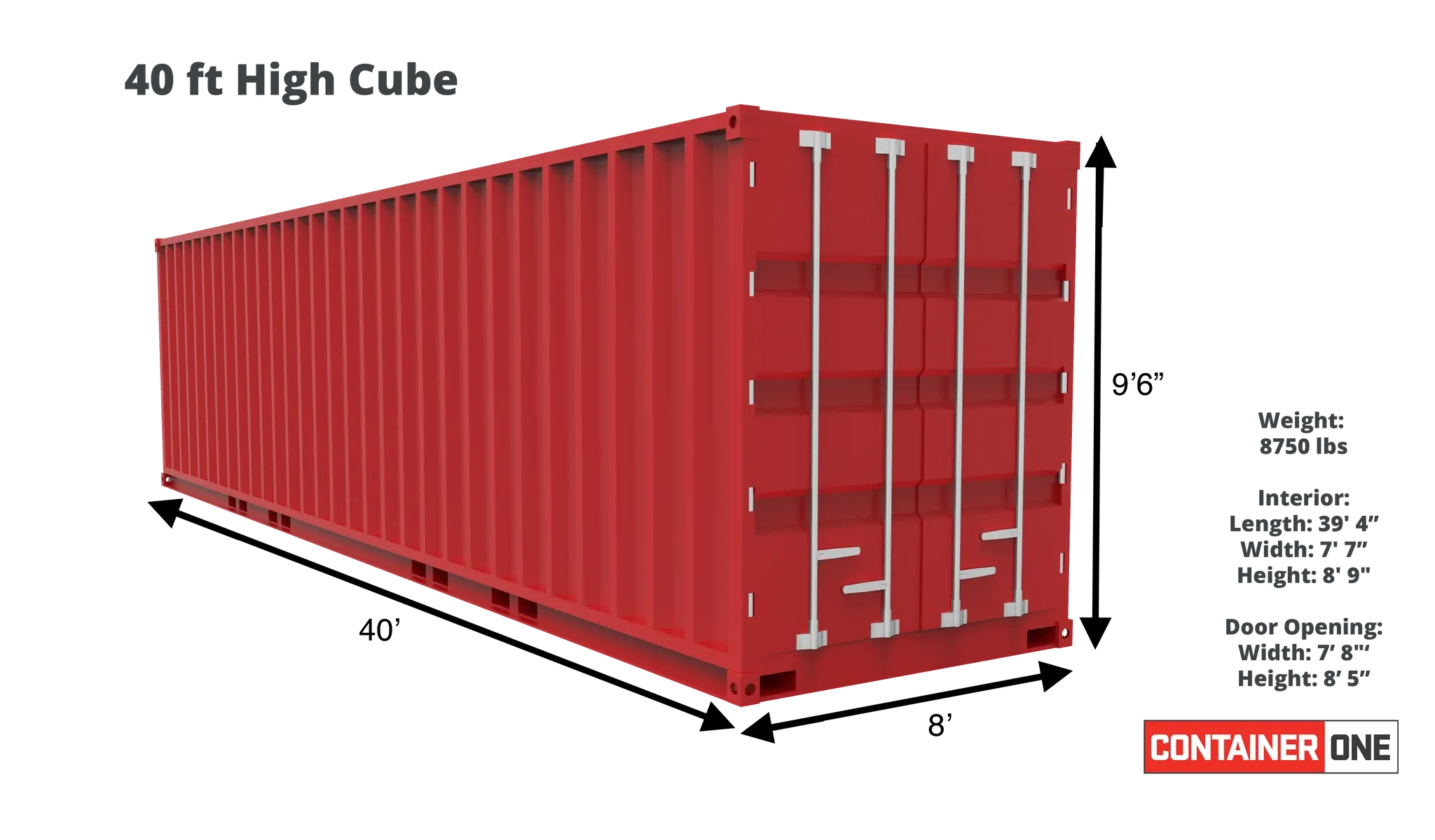 40 Foot High Cube Container Dimensions
