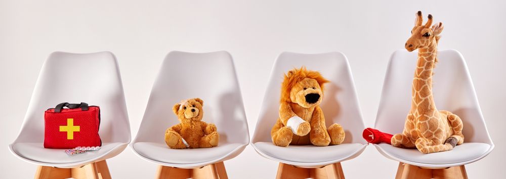 Stuffed Animals Having Recieved First Aid