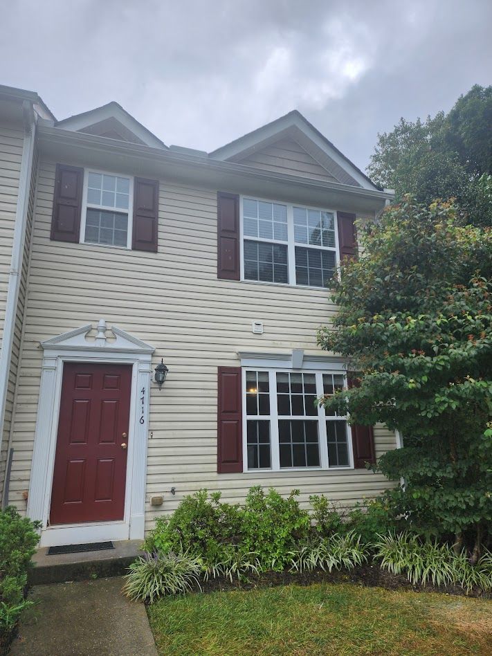red and beige townhome