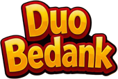 Opvallende geel-rode "Duo" logo tekst op een donkere achtergrond