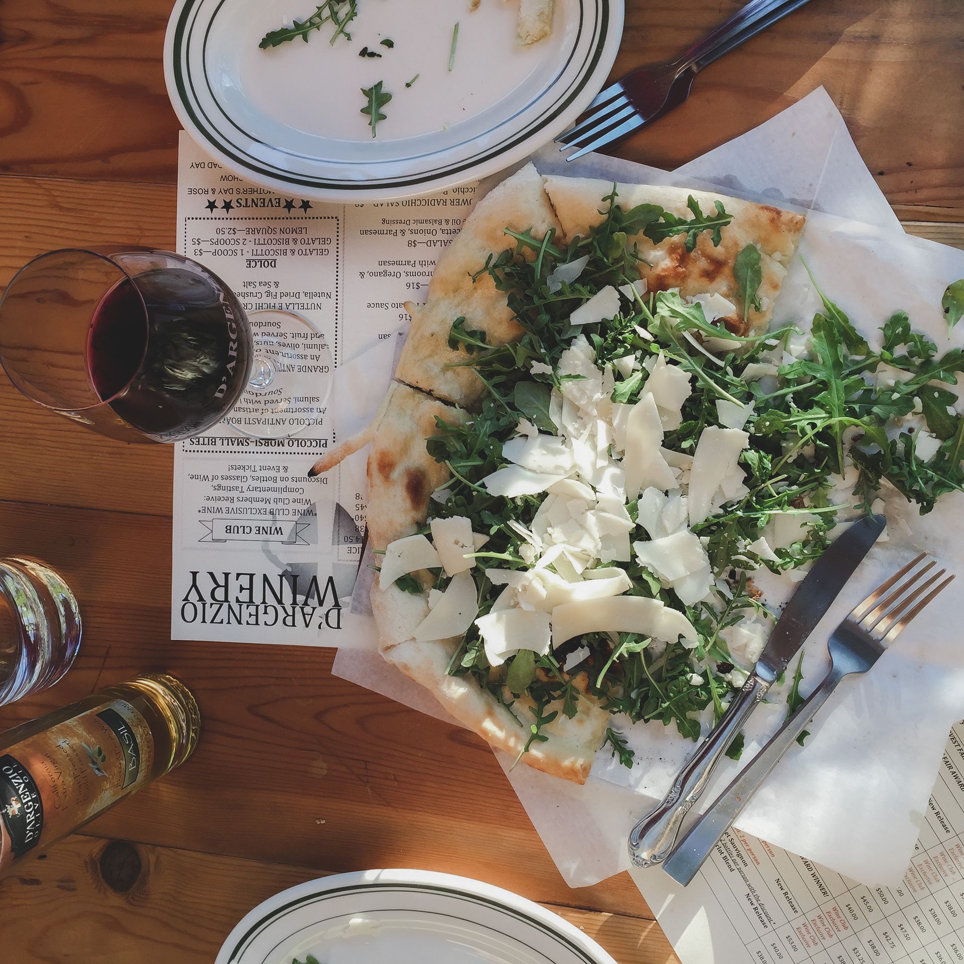 wine and pizza