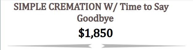 Image displaying the Family Goodbye Package featuring private goodbye in chapel, transportation, cremation, upgraded cremation container, and standard urn.