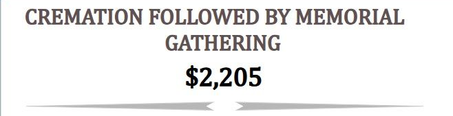Image illustrating the Memorial Gathering Package with 2-hour memorial event, slideshow, guest register, printed folders, cremation, and urn.