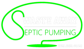 Logo for Waste Away Septic Pumping, green outline with "Waste Away" and "Septic Pumping" text.