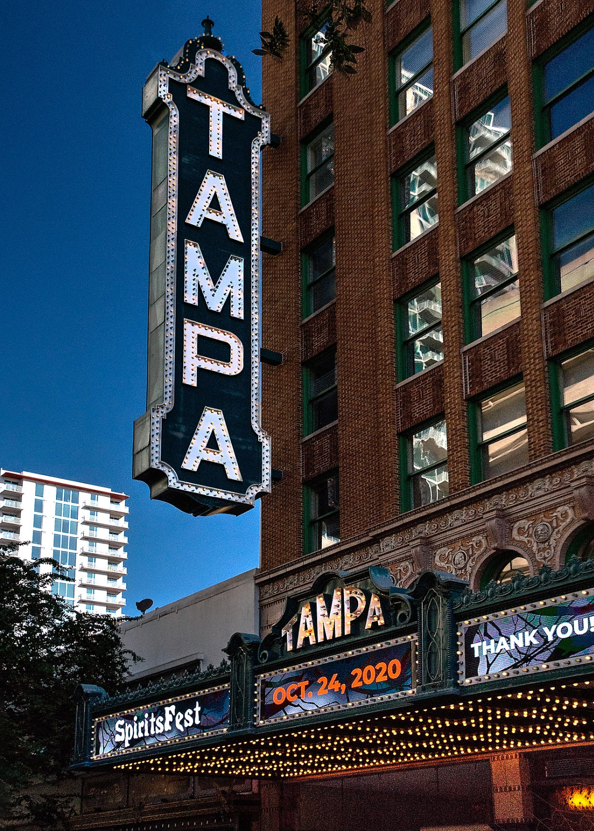 A large building with a sign that says tampa on it