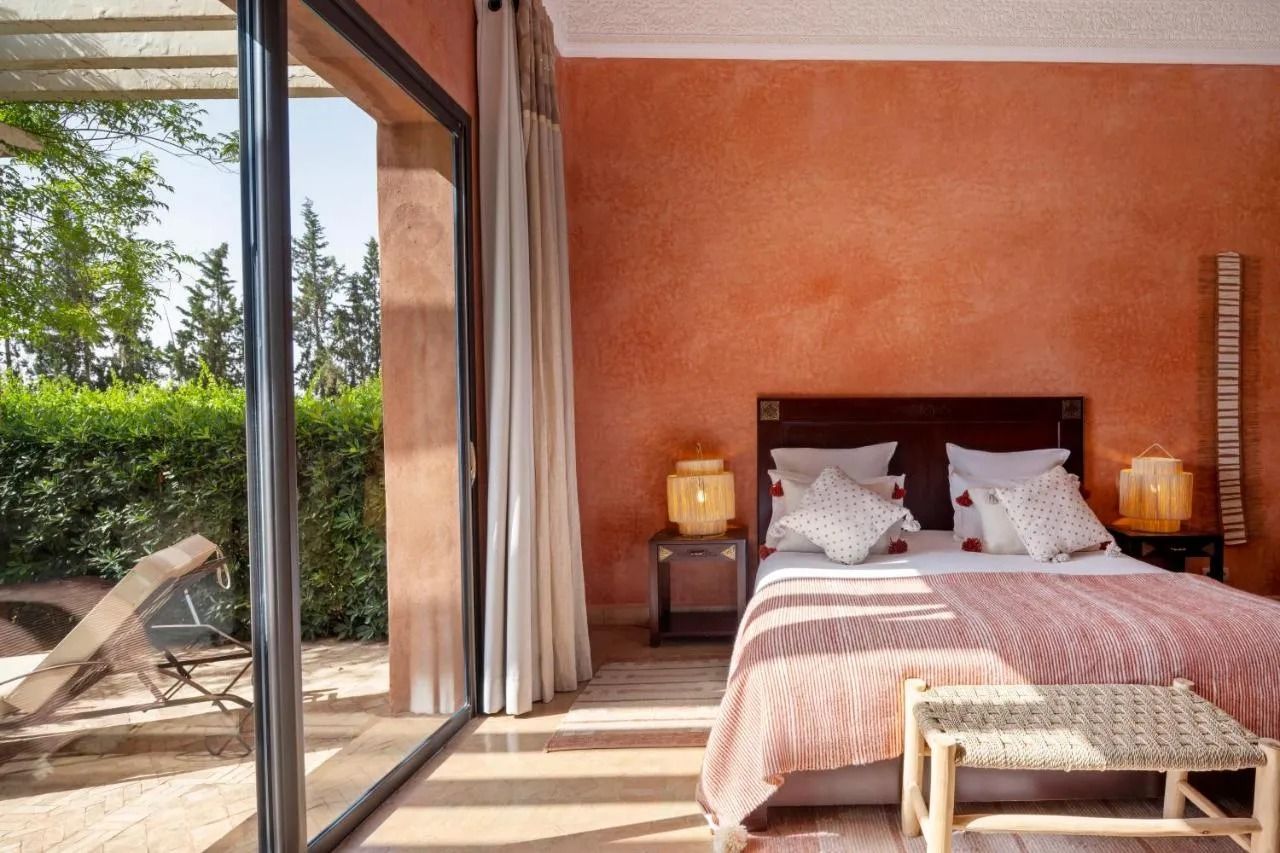 A serene retreat at the foot of the High Atlas, our Deluxe Room opens onto the gardens of the estate.