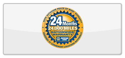 24 months/24,000 miles nationwide warranty badge in blue and gold