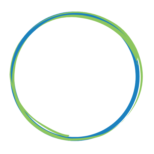 Blue and green scribbled circle.