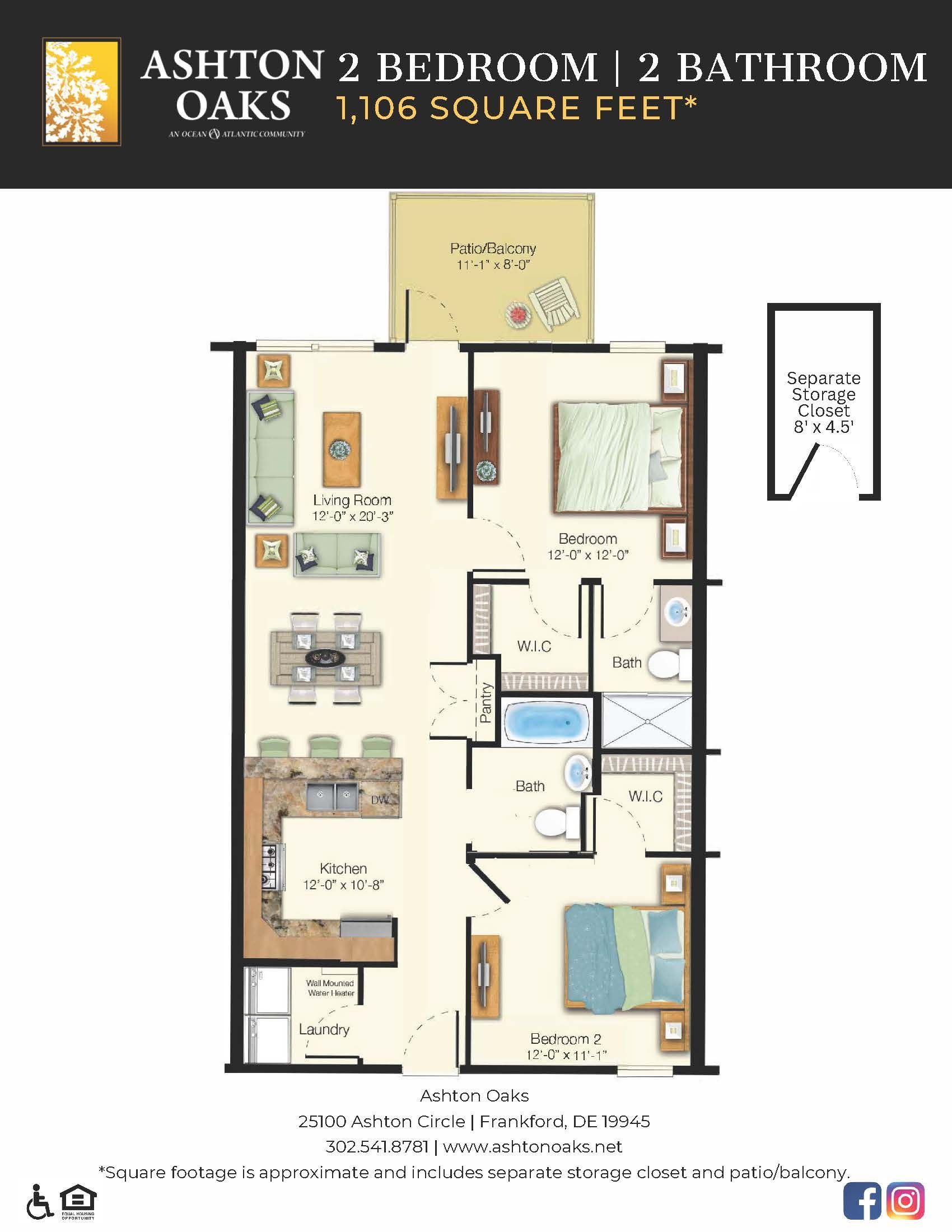 2BR/2BA floor plan
