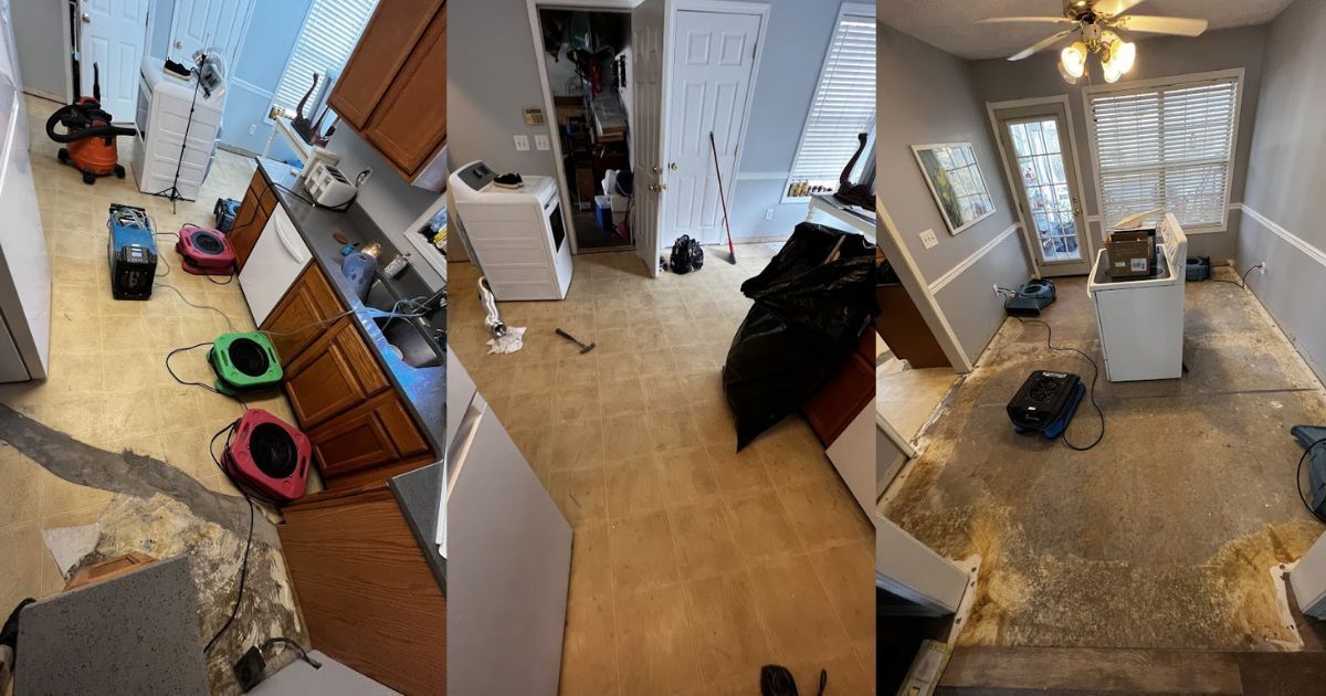 Frozen Pipe Burst Water Damage Job