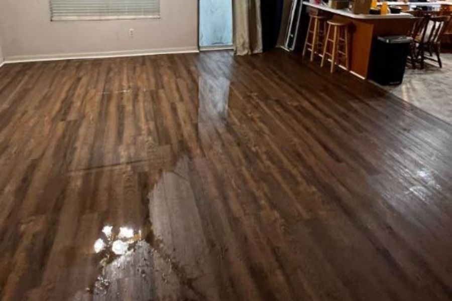 Water damage documentation showing affected areas in a Georgia home for insurance purposes