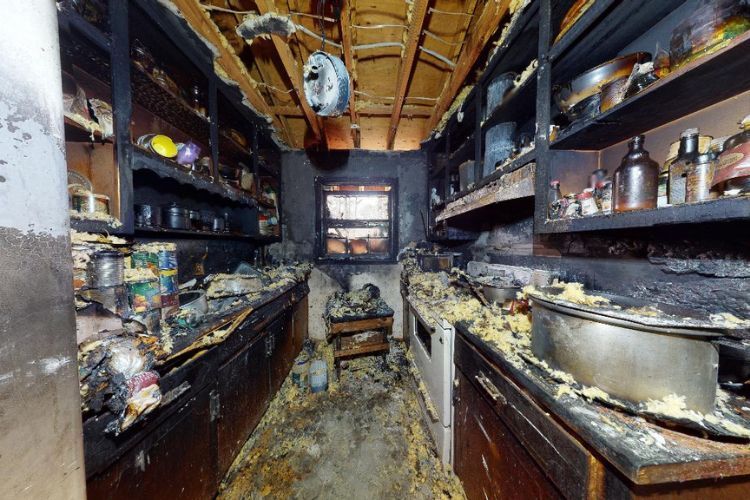 fire damaged area