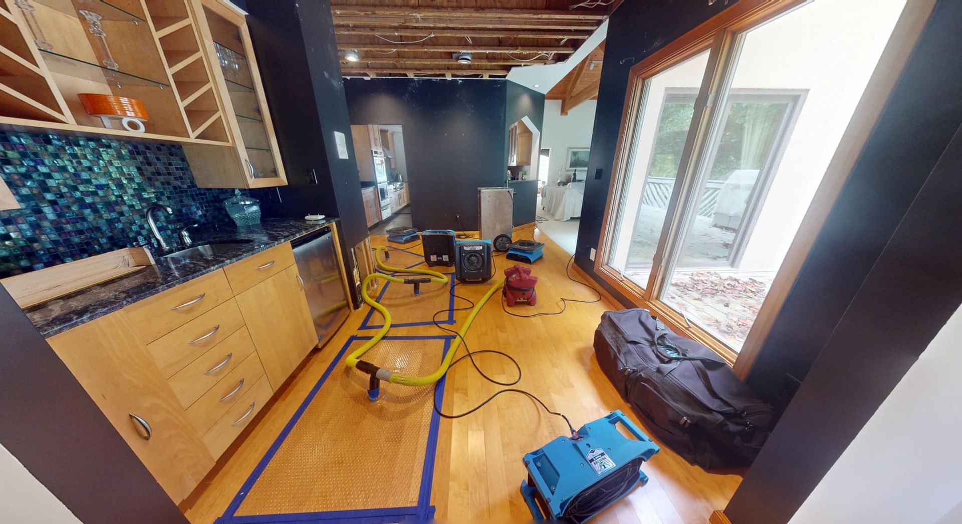 Kitchen ceiling damage from another angle before restoration in Atlanta