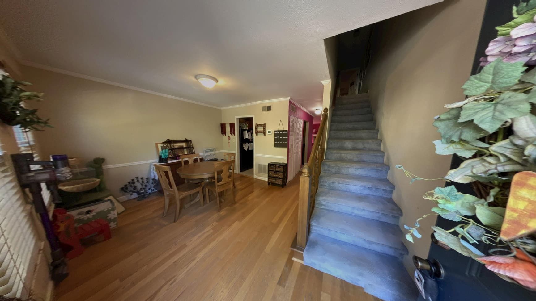 Restored dining room after flood damage cleanup