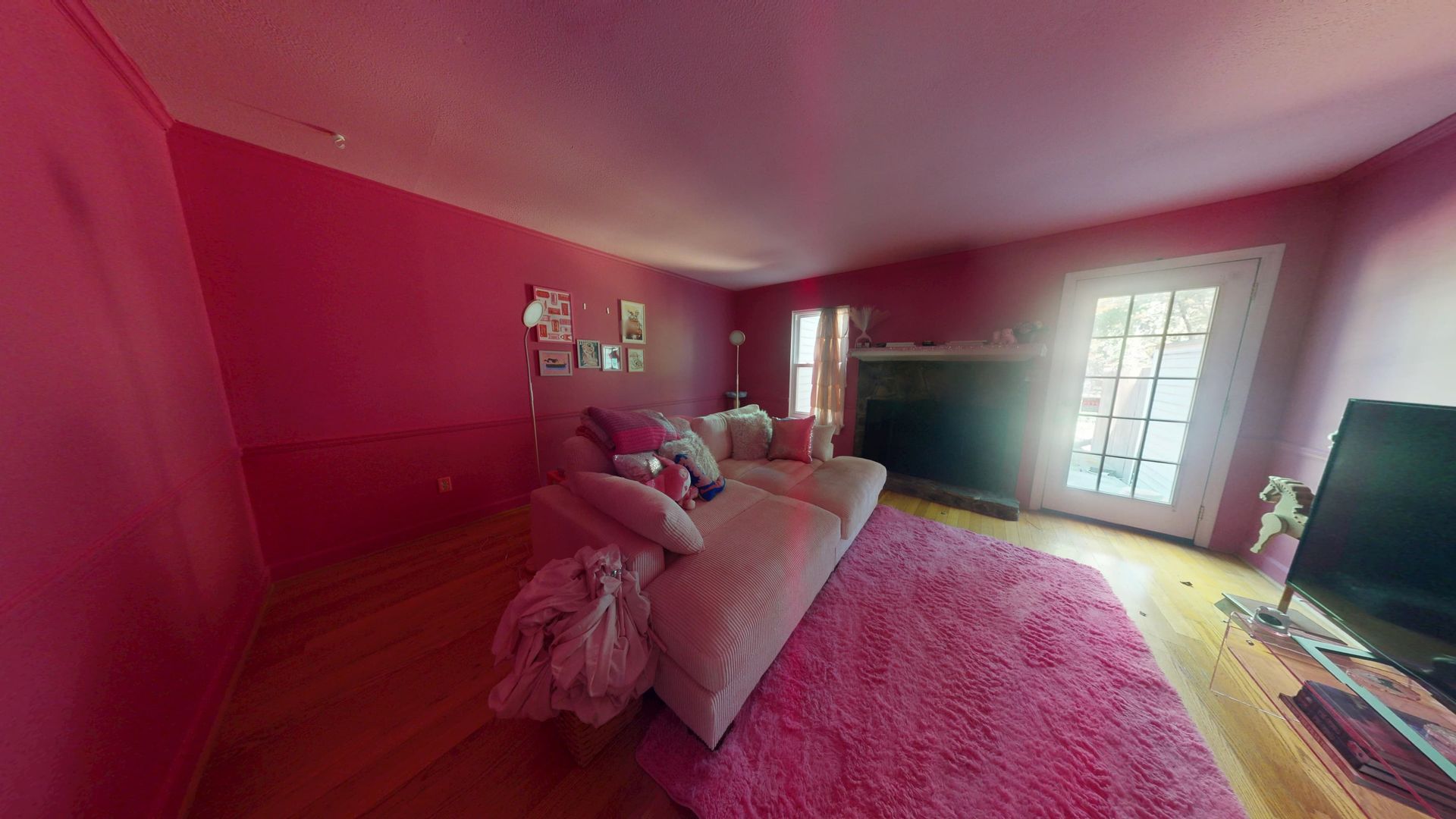Flooded downstairs living room before water restoration in Peachtree Corners