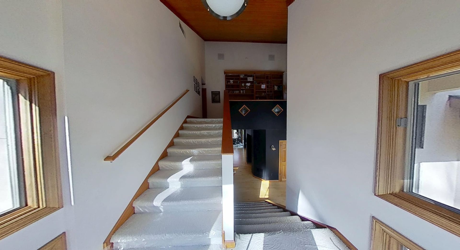Restored staircase after water damage restoration in Atlanta home