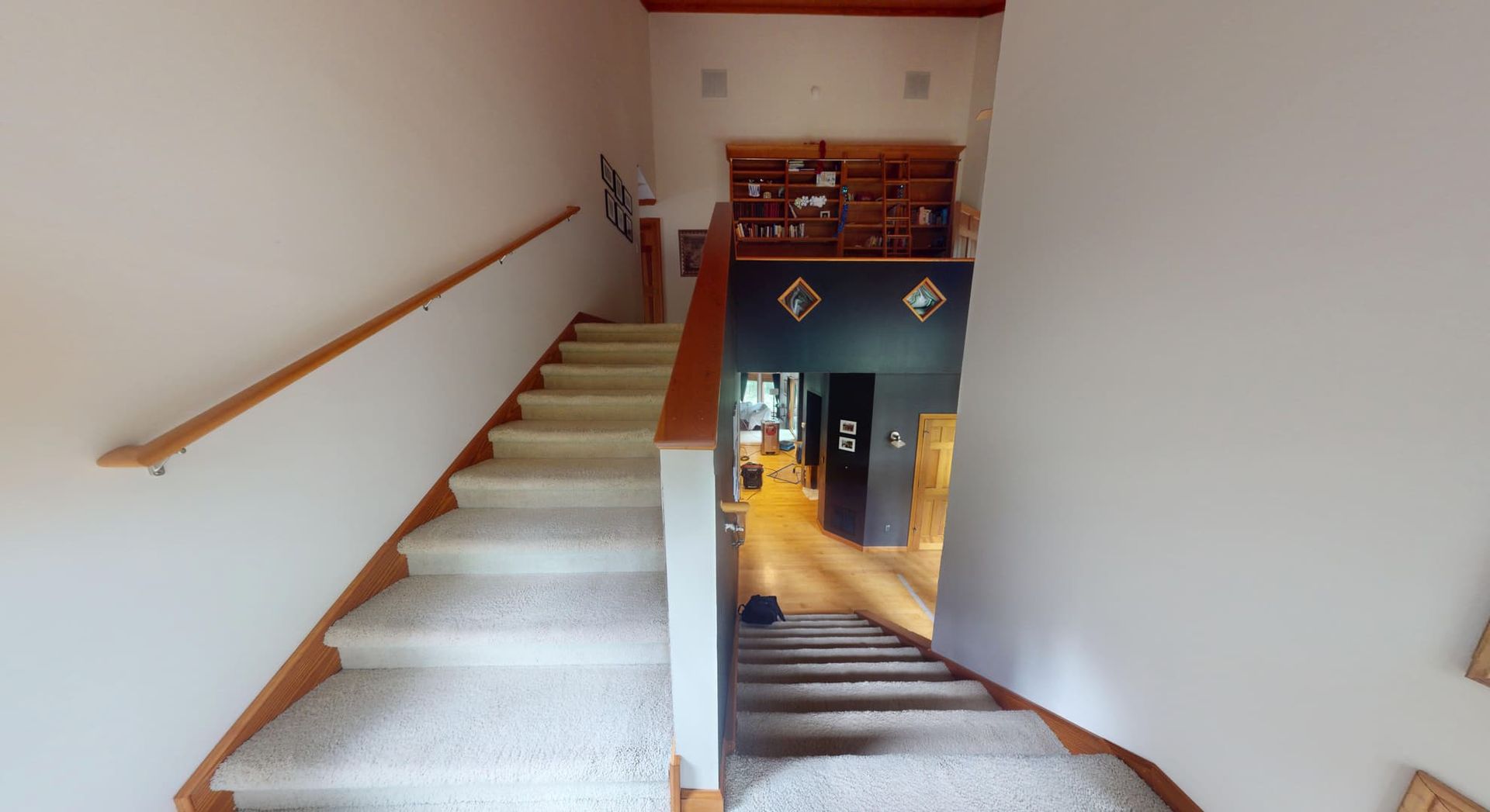Water-damaged staircase in flooded Atlanta home before restoration