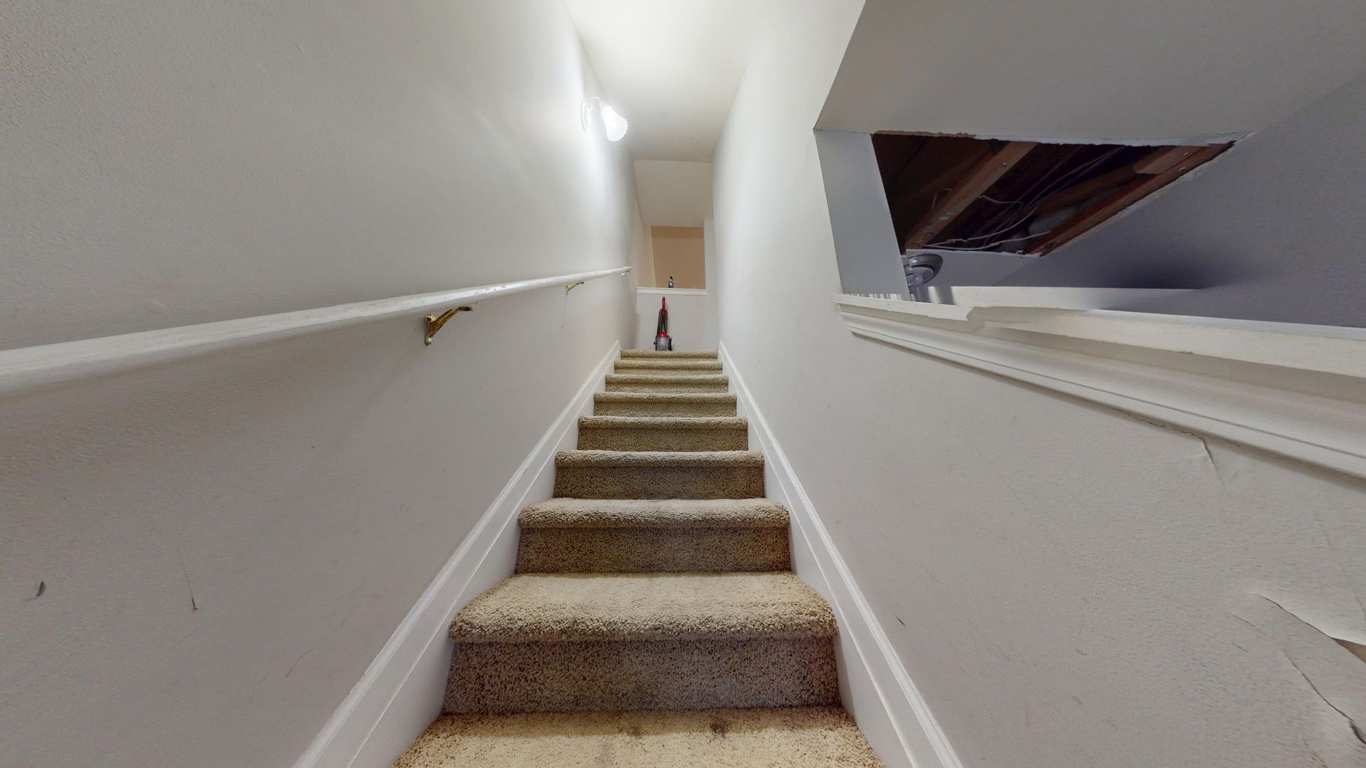 Water damaged staircase before repair in Mableton GA