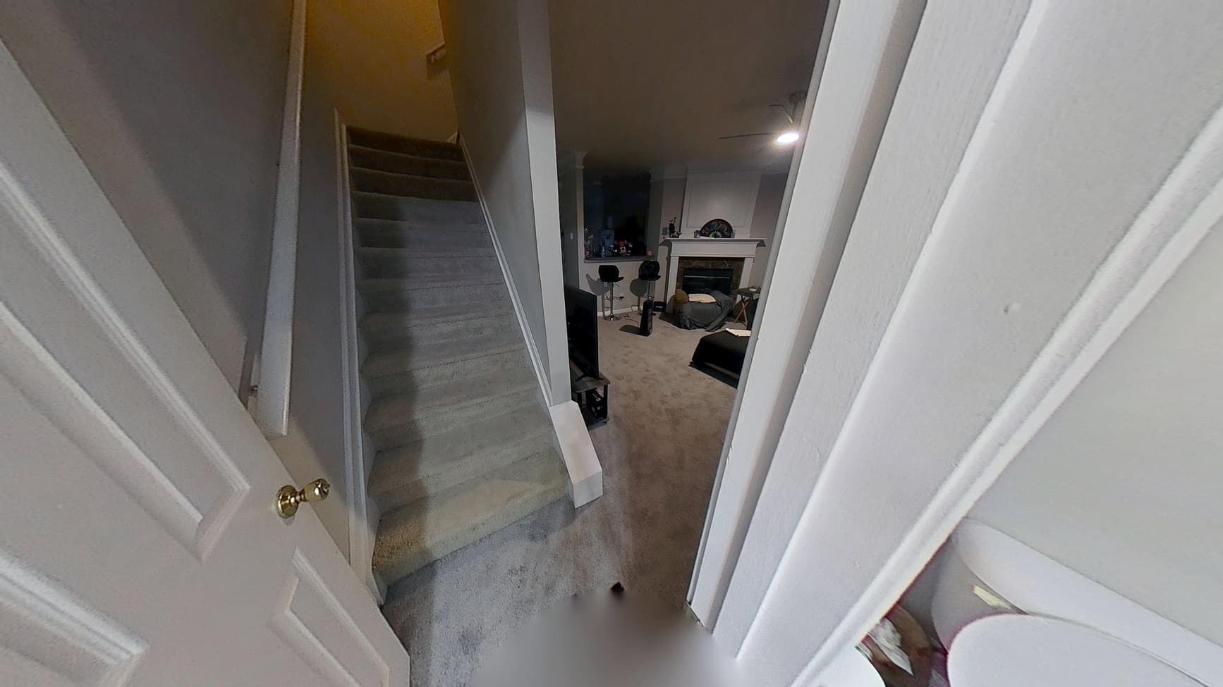 Staircase landing restored after water damage in Mableton GA