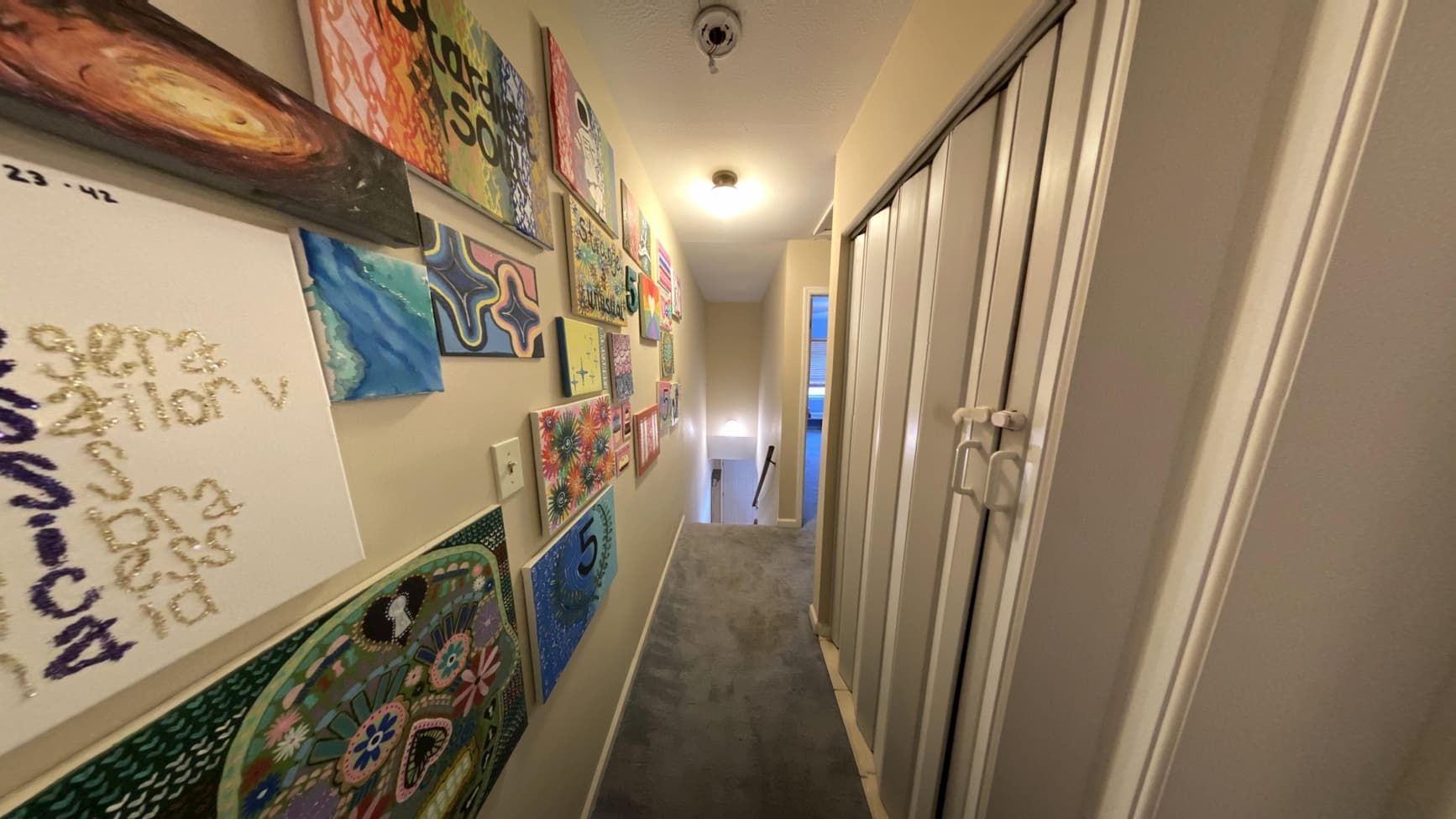 Dried and restored upstairs hallway after flood cleanup