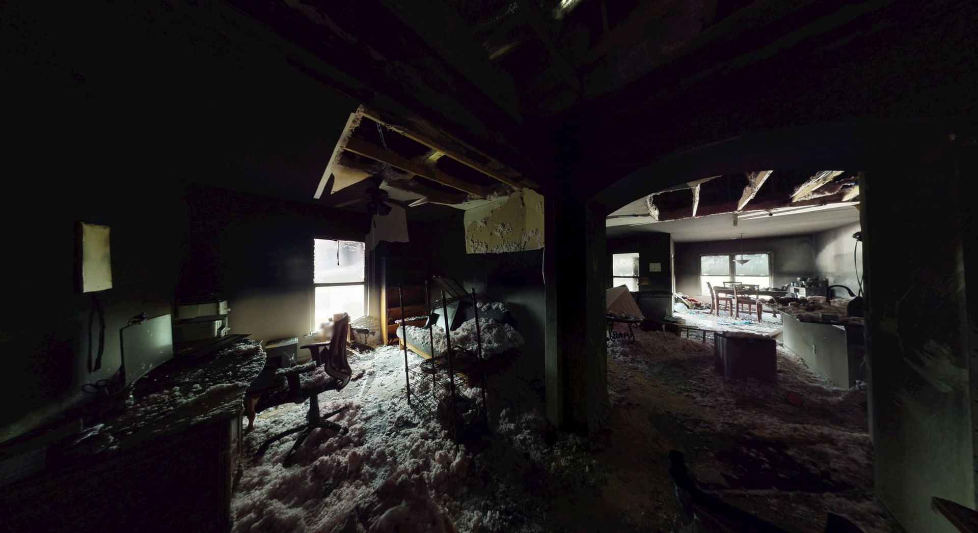 Kitchen and dining room before fire damage restoration in Peachtree City home