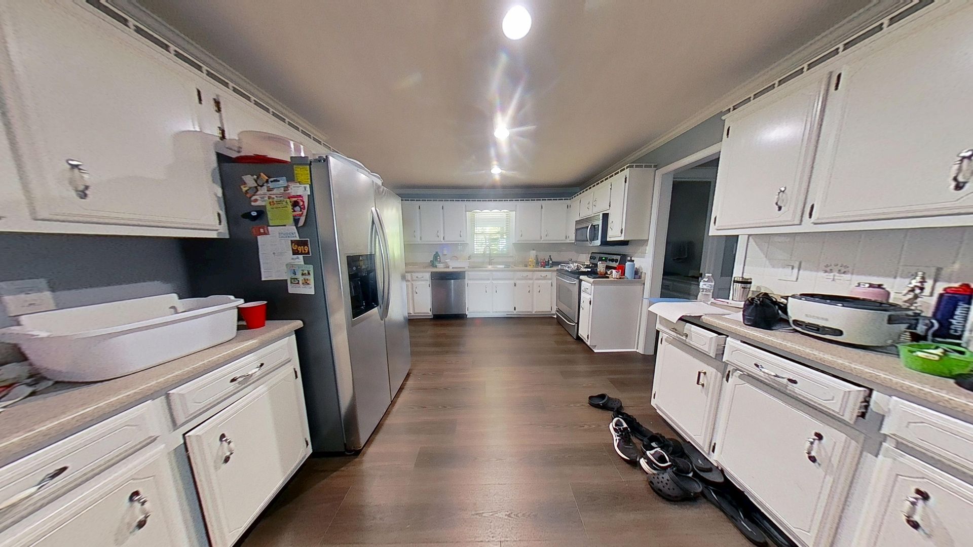 Restored kitchen cabinets after water damage repair in Snellville