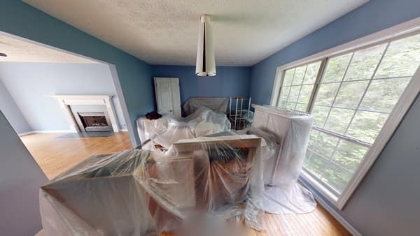 Additional kitchen view before fire damage cleanup