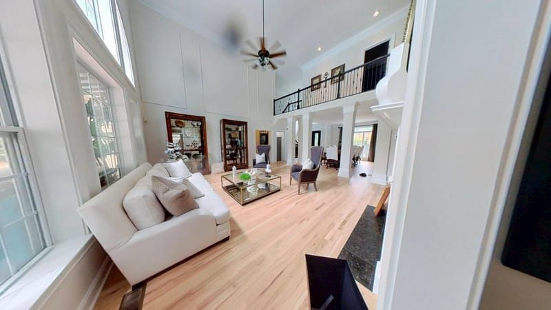 Living room completely restored after water damage