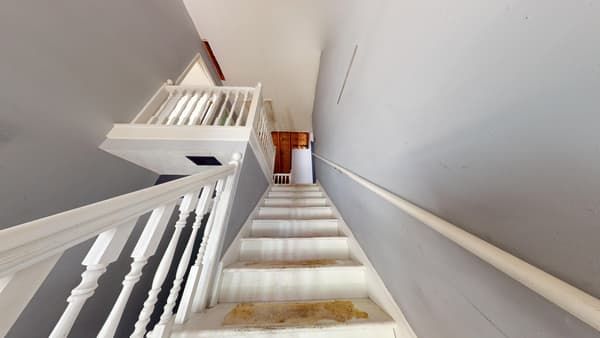 Stairway before fire and smoke damage cleanup