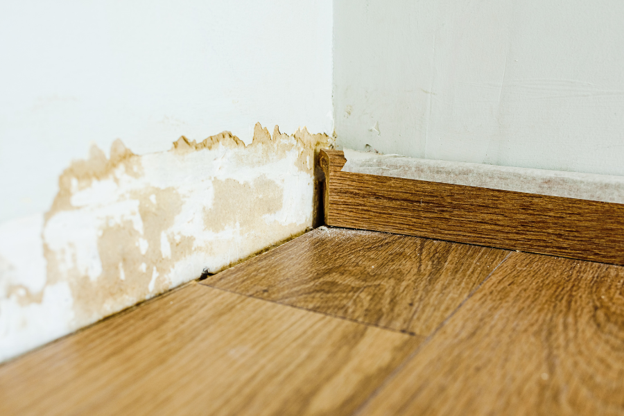 Visible water stains on drywall