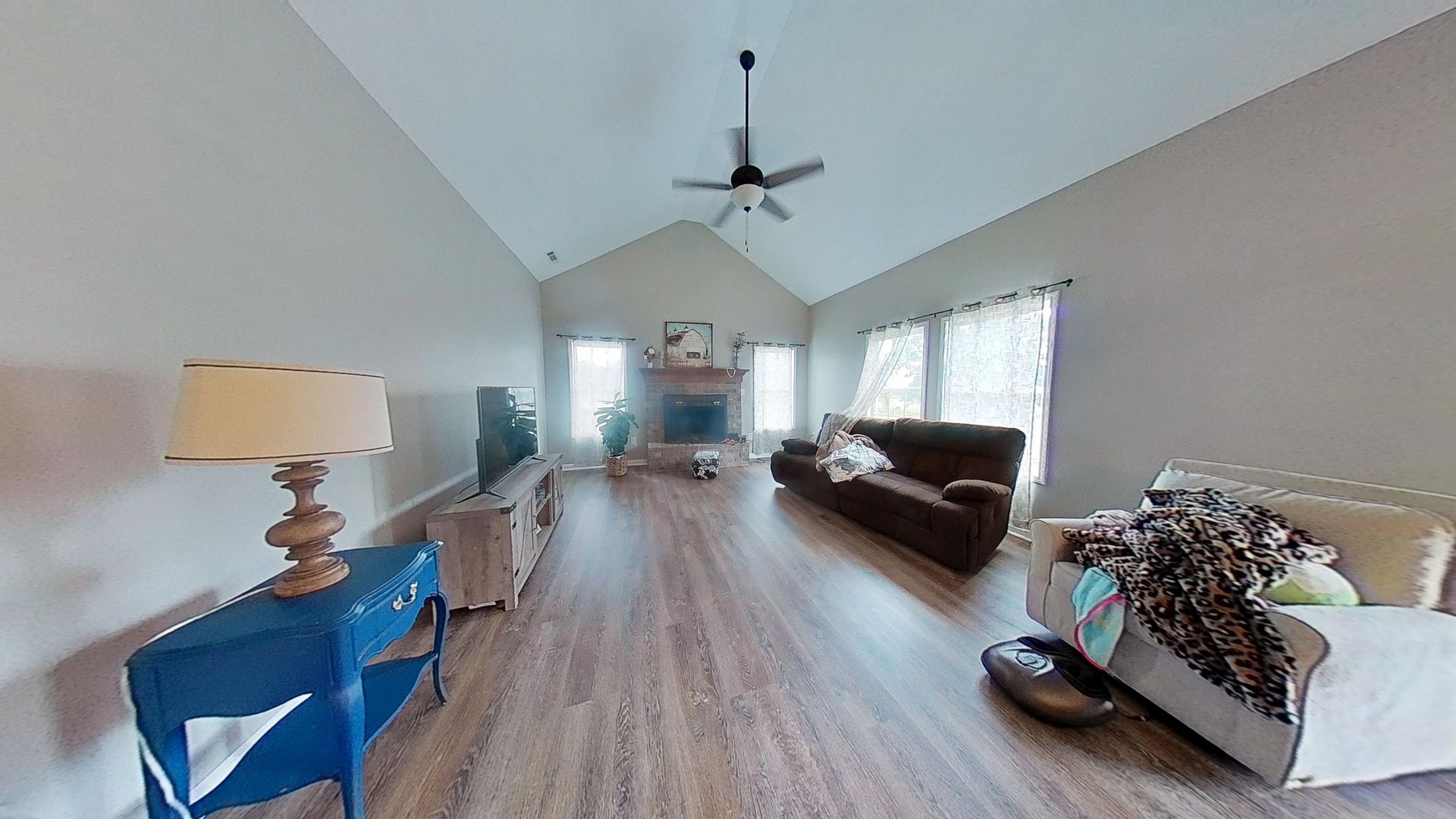 Second angle of family room after complete water damage restoration