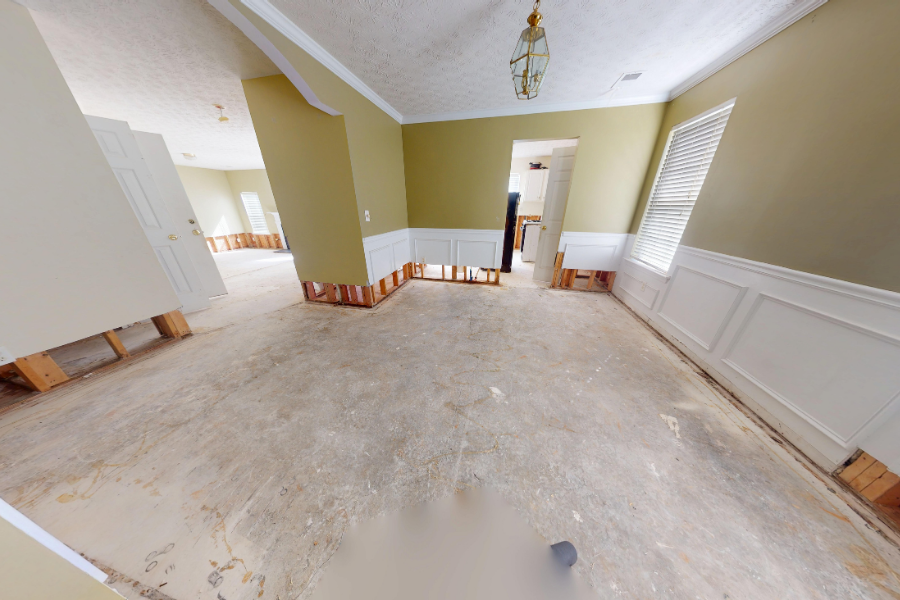 Water damage restoration of whole house