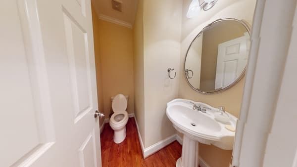Guest bathroom with water damage before restoration