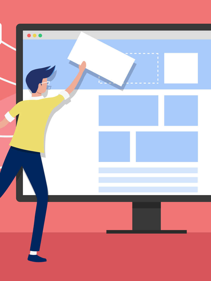 a man is holding a piece of paper in front of a computer screen .