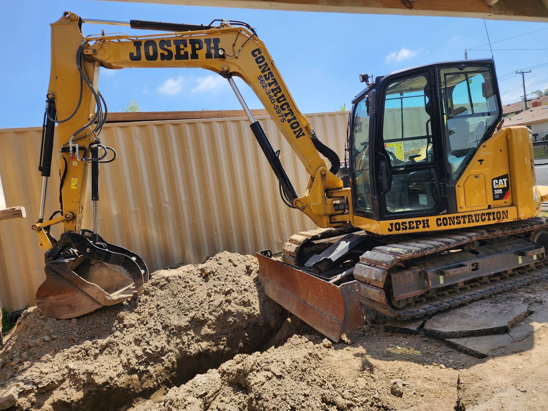 Yellow excavator with 