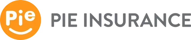 A logo for pie pie insurance with a smiling face