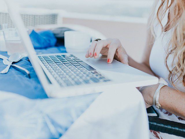 Woman using laptop