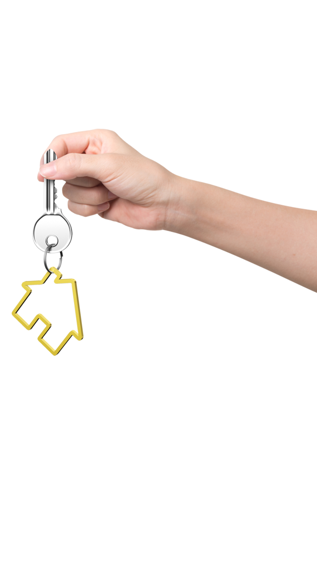 Hand holding keys with a house-shaped fob, symbolizing a fast 7-day closing when selling your Omaha property to Sunshine Homebuyers.