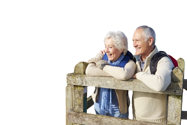 Happy senior couple enjoying the flexibility of a no-rush home sale in Omaha with Sunshine Homebuyers.