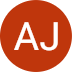 The letter aj is in a red circle on a white background.