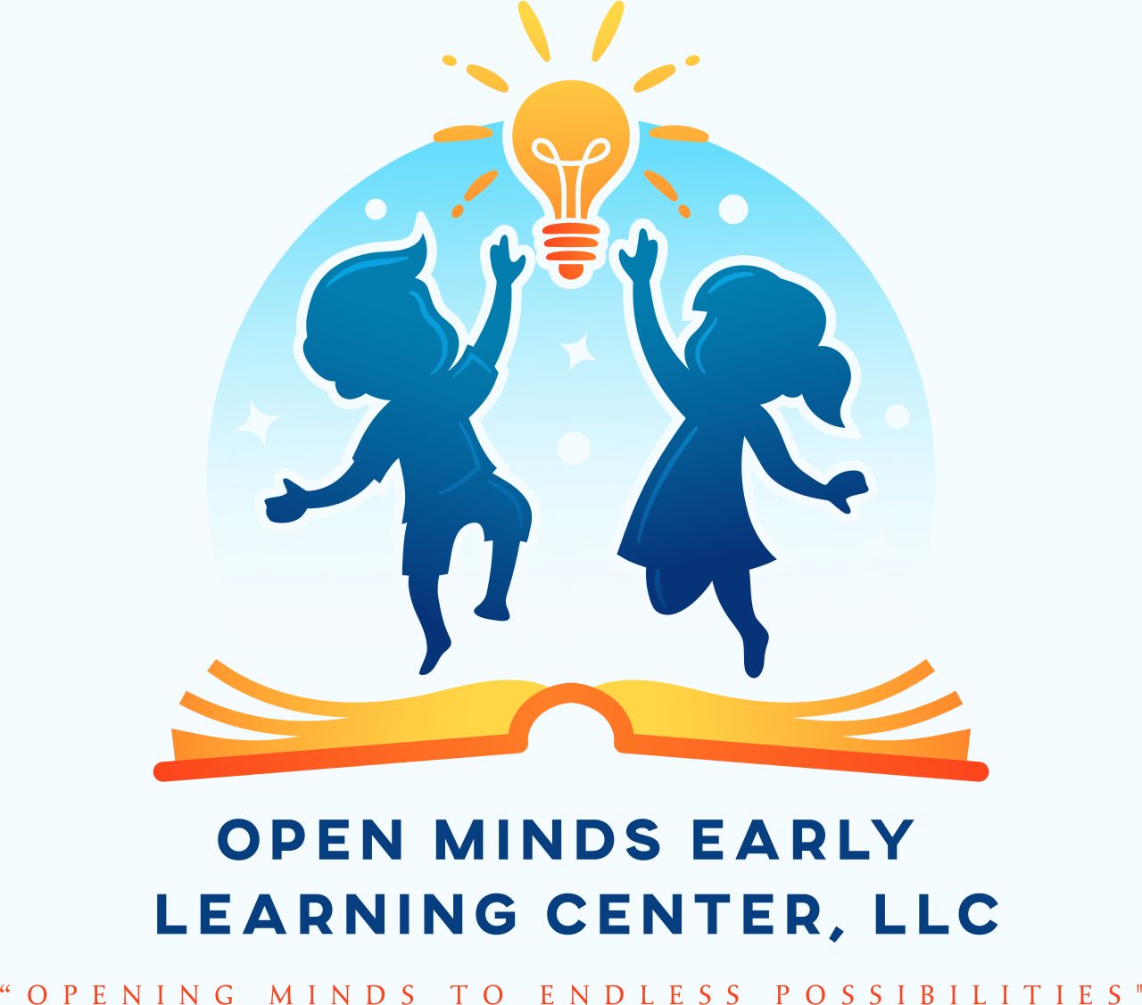 A logo for open minds early learning center llc